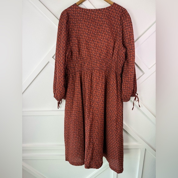Madewell Sophia Tie-Front Midi Dress in Teaberry Floral Size XXL Fall Autumn - Picture 7 of 11